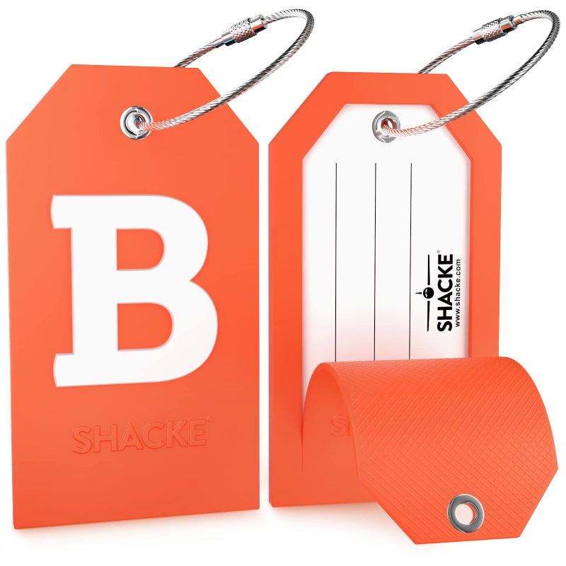 Shacke Initial Luggage Tag with Full Privacy Cover and Stainless Steel Loop â€“ (Letter B) - Image 2